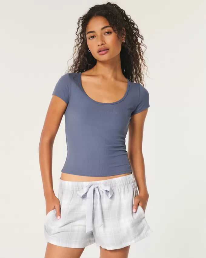 Ribbed Seamless Fabric Scoop Baby Tee,Ribbed Seamless Fabric Scoop Baby Tee