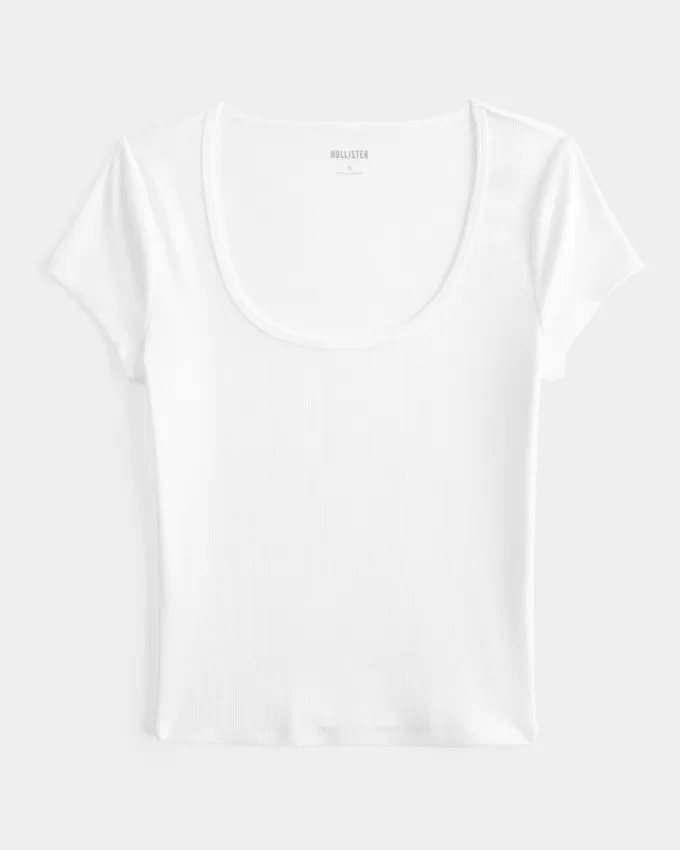 Ribbed Seamless Fabric Scoop Baby Tee,Ribbed Seamless Fabric Scoop Baby Tee