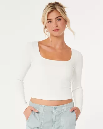 Ribbed Seamless Fabric Square-Neck Top,Ribbed Seamless Fabric Square-Neck Top Ribbed Seamless Fabric Square-Neck Top,Ribbed Seamless Fabric Square-Neck Top