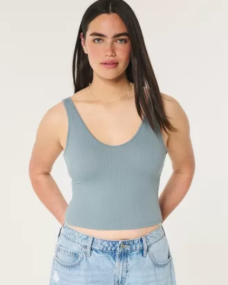 Ribbed Seamless Fabric V-Neck Tank,Ribbed Seamless Fabric V-Neck Tank