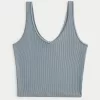 Ribbed Seamless Fabric V-Neck Tank,Ribbed Seamless Fabric V-Neck Tank