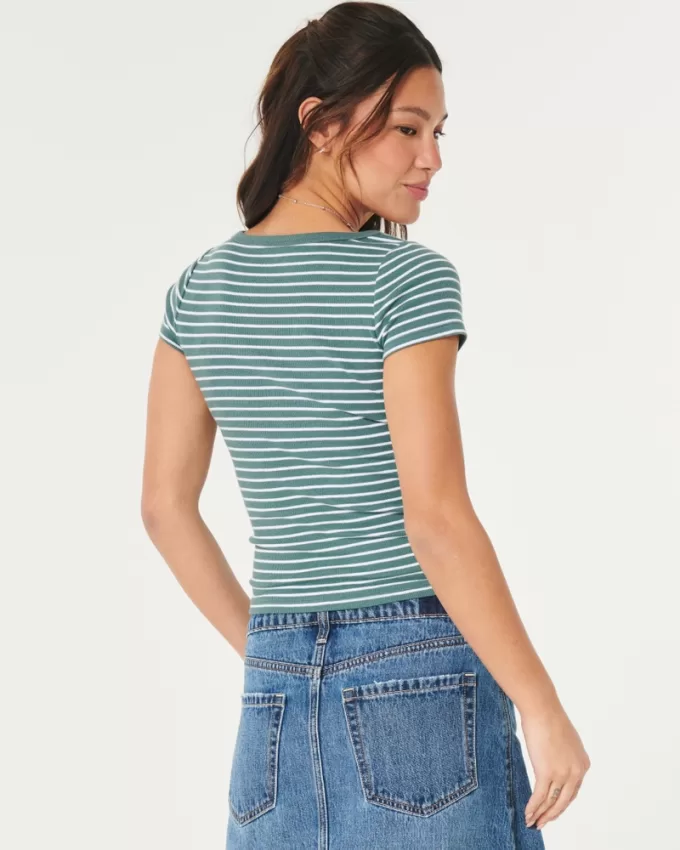 Ribbed Short-Sleeve Icon Henley,Ribbed Short-Sleeve Icon Henley