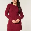 Ribbed Skater Mini Sweater Dress,Ribbed Skater Mini Sweater Dress