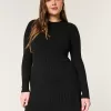 Ribbed Skater Mini Sweater Dress,Ribbed Skater Mini Sweater Dress