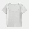 Ribbed Square-Neck Baby Tee,Ribbed Square-Neck Baby Tee