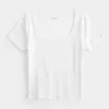 Ribbed Square-Neck Baby Tee,Ribbed Square-Neck Baby Tee
