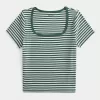 Ribbed Square-Neck Baby Tee,Ribbed Square-Neck Baby Tee