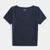 Ribbed Square-Neck Baby Tee,Ribbed Square-Neck Baby Tee