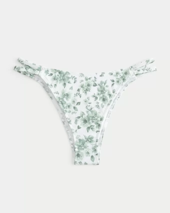 Ribbed Strappy High-Leg Cheekiest Bikini Bottom,Ribbed Strappy High-Leg Cheekiest Bikini Bottom