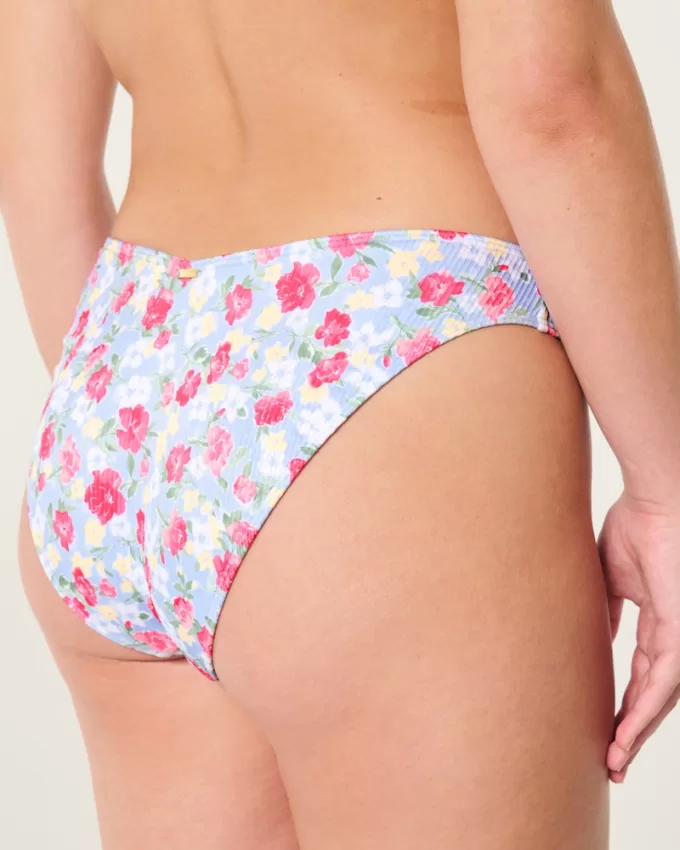 Ribbed V-Front High-Leg Cheeky Bikini Bottom,Ribbed V-Front High-Leg Cheeky Bikini Bottom