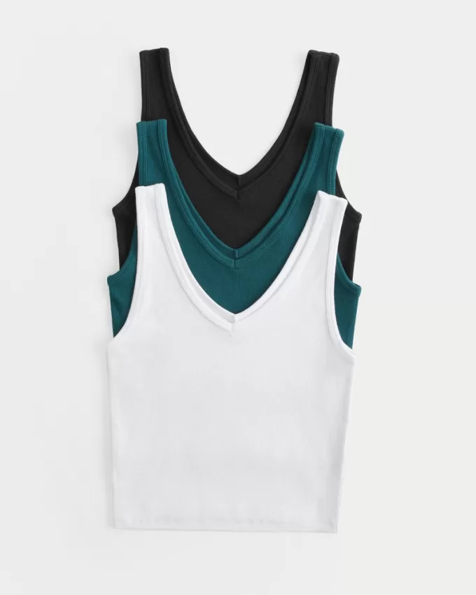 Ribbed V-Neck Tank 3-Pack,Ribbed V-Neck Tank 3-Pack