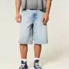 Ripped Light Wash Super Baggy Denim Shorts,Ripped Light Wash Super Baggy Denim Shorts