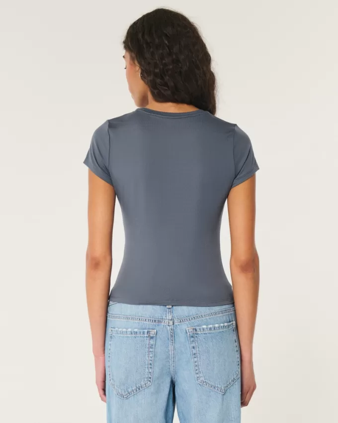 Seamless Fabric Longline Crew Baby Tee,Seamless Fabric Longline Crew Baby Tee