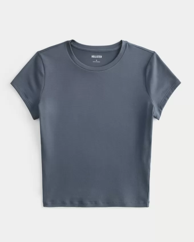 Seamless Fabric Longline Crew Baby Tee,Seamless Fabric Longline Crew Baby Tee