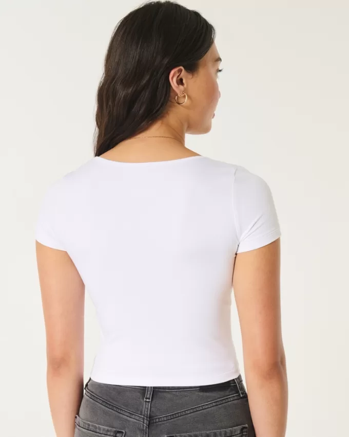 Seamless Fabric Square-Neck Baby Tee,Seamless Fabric Square-Neck Baby Tee