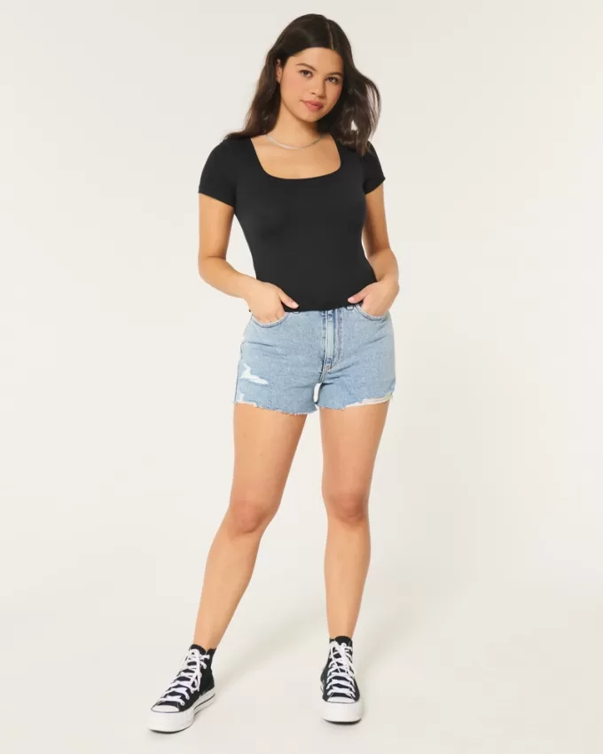 Seamless Fabric Square-Neck Baby Tee,Seamless Fabric Square-Neck Baby Tee