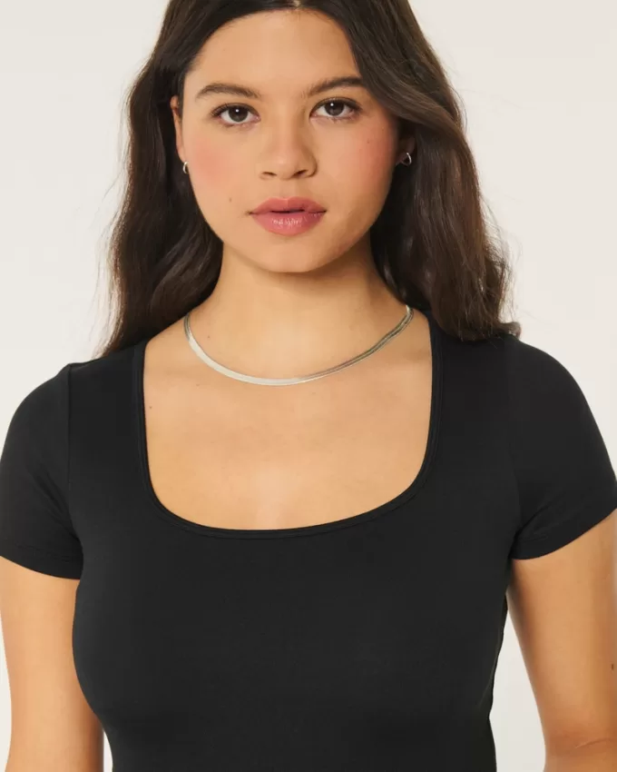 Seamless Fabric Square-Neck Baby Tee,Seamless Fabric Square-Neck Baby Tee