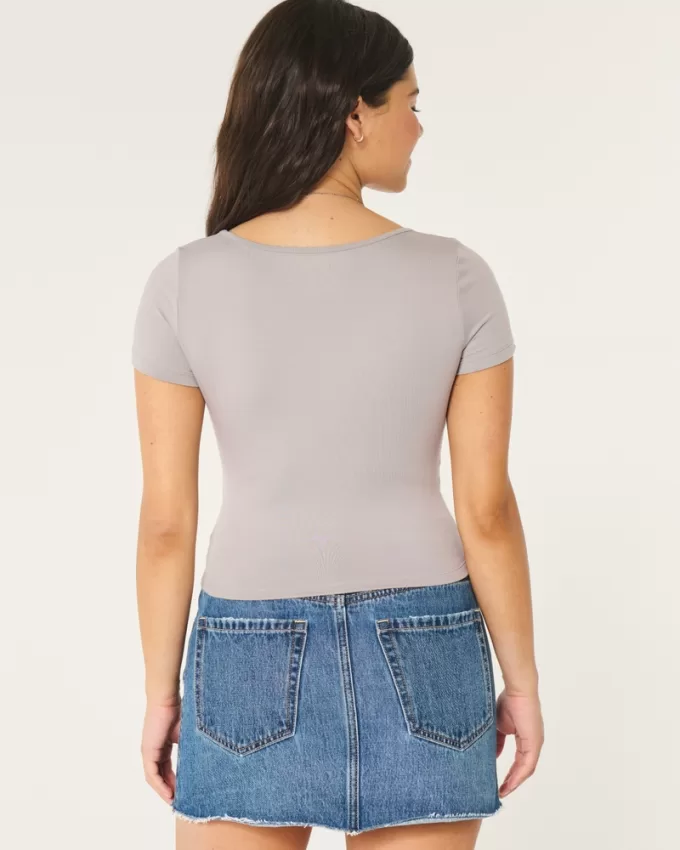 Seamless Fabric Square-Neck Baby Tee,Seamless Fabric Square-Neck Baby Tee