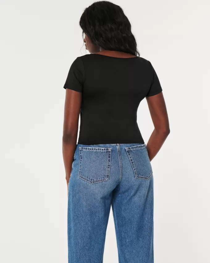 Seamless Fabric Square-Neck Baby Tee,Seamless Fabric Square-Neck Baby Tee