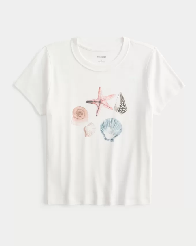 Shell Graphic Baby Tee,Shell Graphic Baby Tee