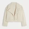 Sherpa-Lined Faux Suede Crop Biker Jacket,Sherpa-Lined Faux Suede Crop Biker Jacket