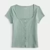 Short-Sleeve Button-Through Pointelle Top,Short-Sleeve Button-Through Pointelle Top Short-Sleeve Button-Through Pointelle Top,Short-Sleeve Button-Through Pointelle Top