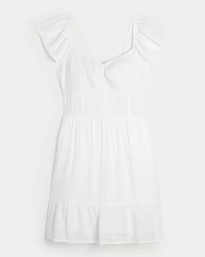 Short-Sleeve Cinch Bust Skort Dress,Short-Sleeve Cinch Bust Skort Dress