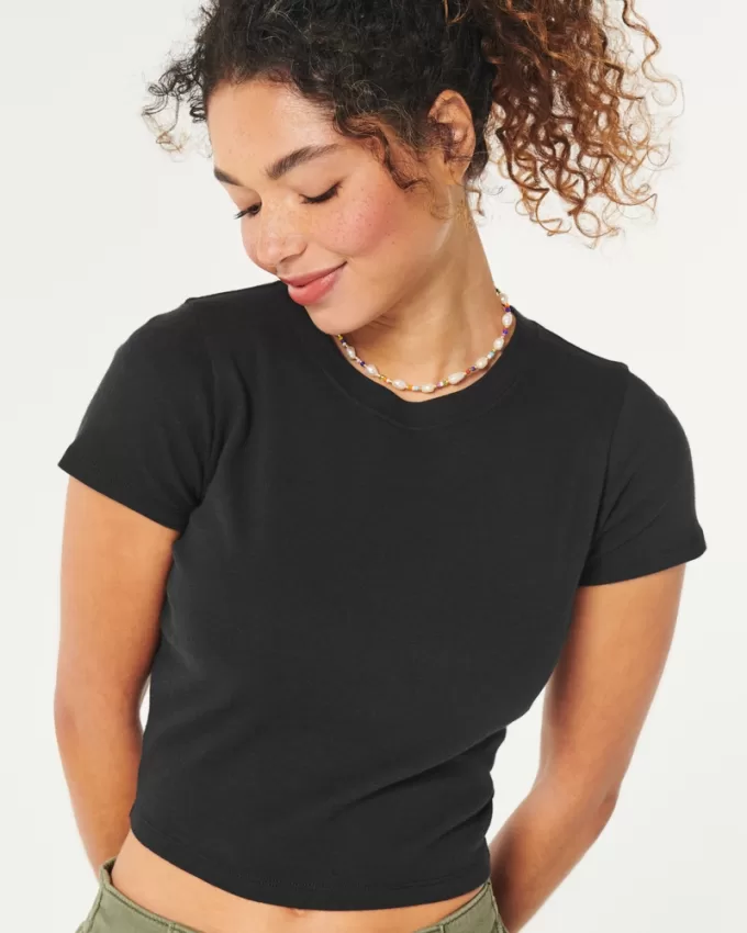 Short-Sleeve Crew Baby Tee,Short-Sleeve Crew Baby Tee