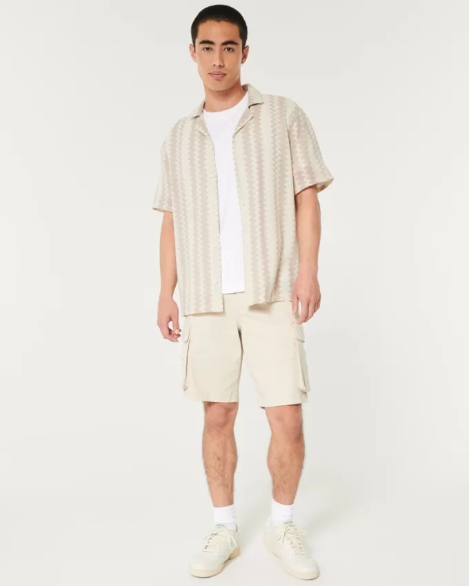 Short-Sleeve Crochet-Style Shirt,Short-Sleeve Crochet-Style Shirt