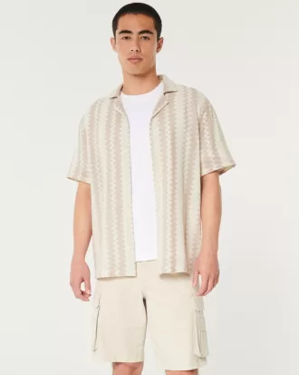 Short-Sleeve Crochet-Style Shirt,Short-Sleeve Crochet-Style Shirt