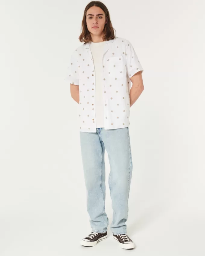 Short-Sleeve Embroidered Pattern Shirt,Short-Sleeve Embroidered Pattern Shirt Short-Sleeve Embroidered Pattern Shirt,Short-Sleeve Embroidered Pattern Shirt