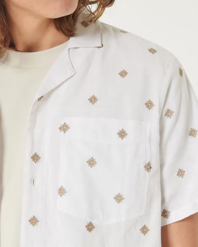 Short-Sleeve Embroidered Pattern Shirt,Short-Sleeve Embroidered Pattern Shirt Short-Sleeve Embroidered Pattern Shirt,Short-Sleeve Embroidered Pattern Shirt