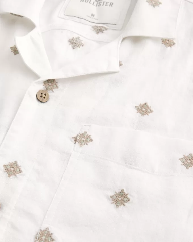 Short-Sleeve Embroidered Pattern Shirt,Short-Sleeve Embroidered Pattern Shirt Short-Sleeve Embroidered Pattern Shirt,Short-Sleeve Embroidered Pattern Shirt