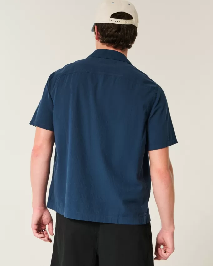 Short-Sleeve Seersucker Pocket Shirt,Short-Sleeve Seersucker Pocket Shirt