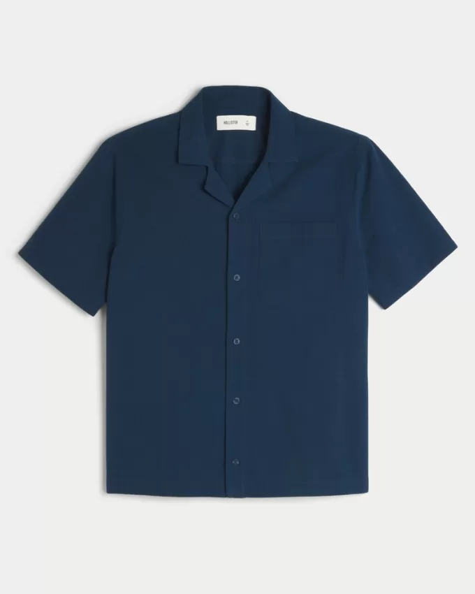 Short-Sleeve Seersucker Pocket Shirt,Short-Sleeve Seersucker Pocket Shirt