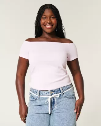 Short Sleeve Skimming Off-the-Shoulder Top,Short Sleeve Skimming Off-the-Shoulder Top Short Sleeve Skimming Off-the-Shoulder Top,Short Sleeve Skimming Off-the-Shoulder Top