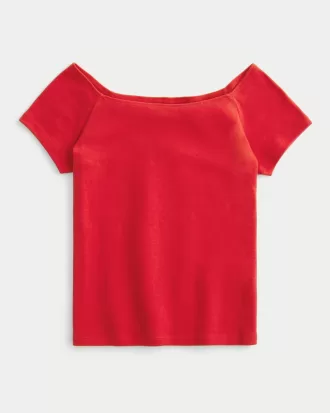 Short Sleeve Skimming Off-the-Shoulder Top,Short Sleeve Skimming Off-the-Shoulder Top Short Sleeve Skimming Off-the-Shoulder Top,Short Sleeve Skimming Off-the-Shoulder Top