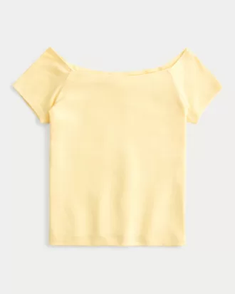 Short Sleeve Skimming Off-the-Shoulder Top,Short Sleeve Skimming Off-the-Shoulder Top Short Sleeve Skimming Off-the-Shoulder Top,Short Sleeve Skimming Off-the-Shoulder Top