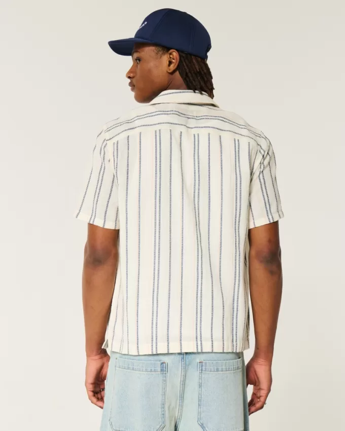Short-Sleeve Textural Stripe Shirt,Short-Sleeve Textural Stripe Shirt Short-Sleeve Textural Stripe Shirt,Short-Sleeve Textural Stripe Shirt