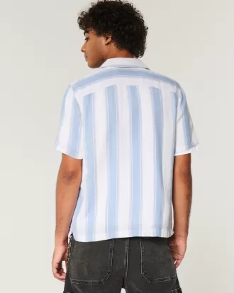 Short-Sleeve Textural Stripe Shirt,Short-Sleeve Textural Stripe Shirt