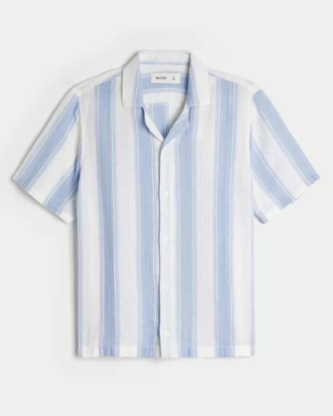 Short-Sleeve Textural Stripe Shirt,Short-Sleeve Textural Stripe Shirt Short-Sleeve Textural Stripe Shirt,Short-Sleeve Textural Stripe Shirt