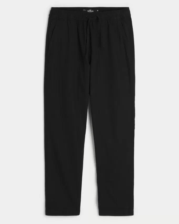 Slim Straight Linen-Blend Pull-On Pants,Slim Straight Linen-Blend Pull-On Pants