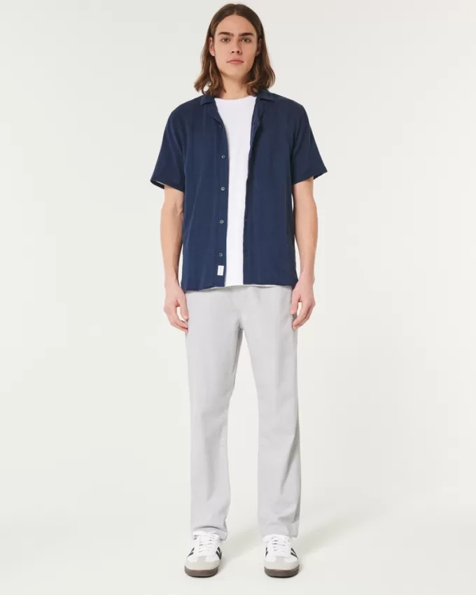 Slim Straight Linen-Blend Pull-On Pants,Slim Straight Linen-Blend Pull-On Pants