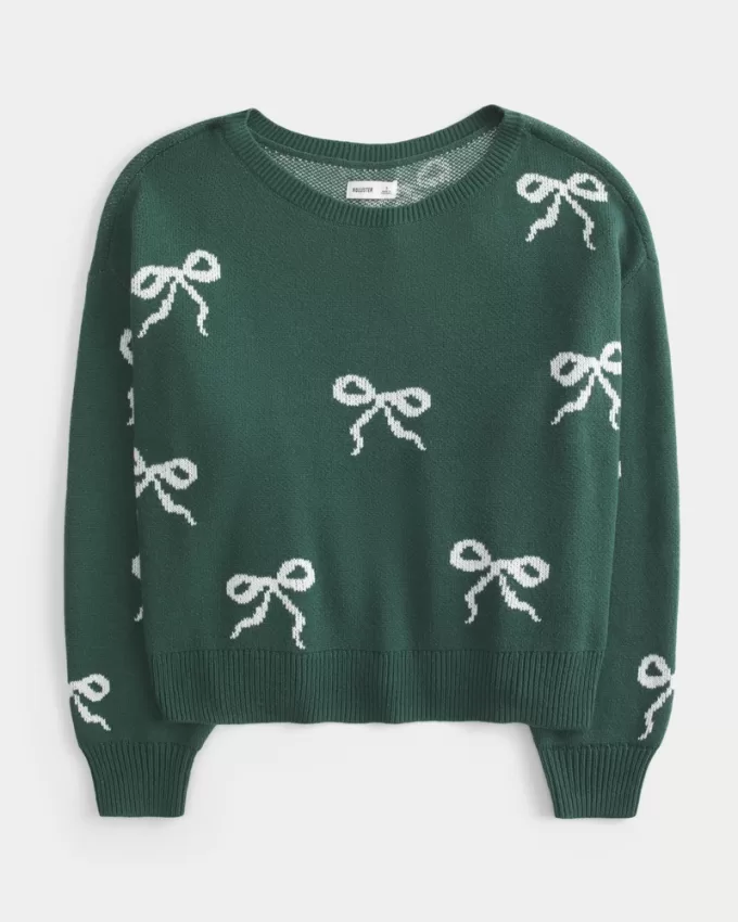 Slouchy Bow Graphic Sweater,Slouchy Bow Graphic Sweater Slouchy Bow Graphic Sweater,Slouchy Bow Graphic Sweater