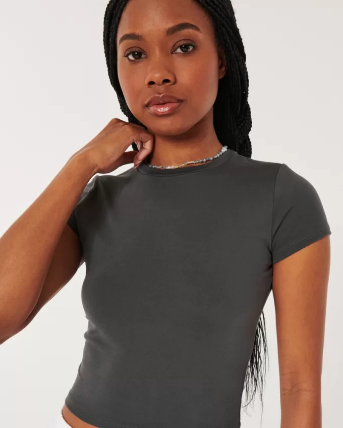 Soft Stretch Seamless Fabric Crew Baby Tee,Soft Stretch Seamless Fabric Crew Baby Tee