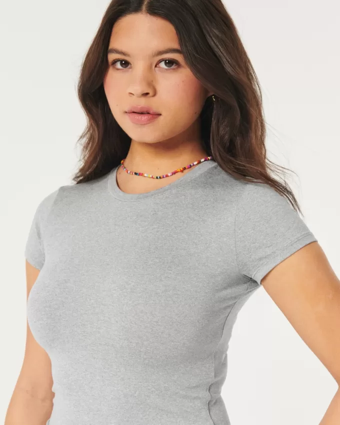 Soft Stretch Seamless Fabric Crew Baby Tee,Soft Stretch Seamless Fabric Crew Baby Tee