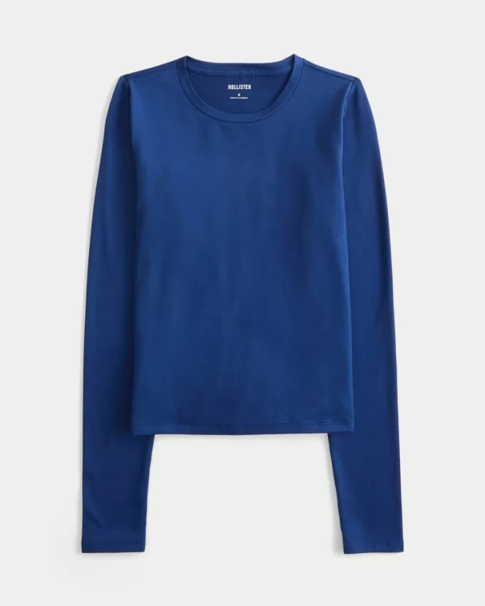 Soft Stretch Seamless Fabric Crew Top,Soft Stretch Seamless Fabric Crew Top