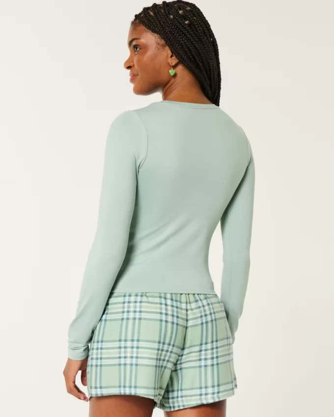 Soft Stretch Seamless Fabric Long-Sleeve Crew Top,Soft Stretch Seamless Fabric Long-Sleeve Crew Top