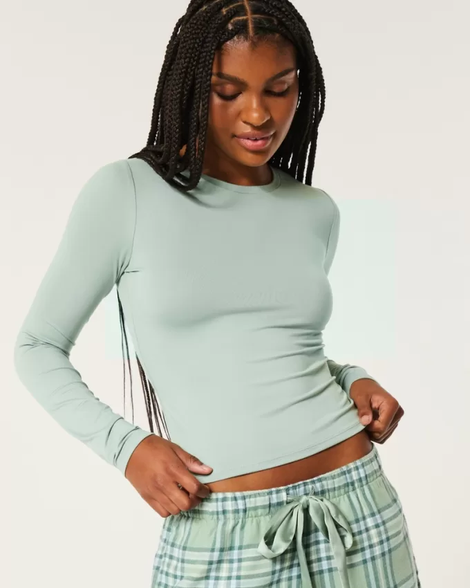 Soft Stretch Seamless Fabric Long-Sleeve Crew Top,Soft Stretch Seamless Fabric Long-Sleeve Crew Top