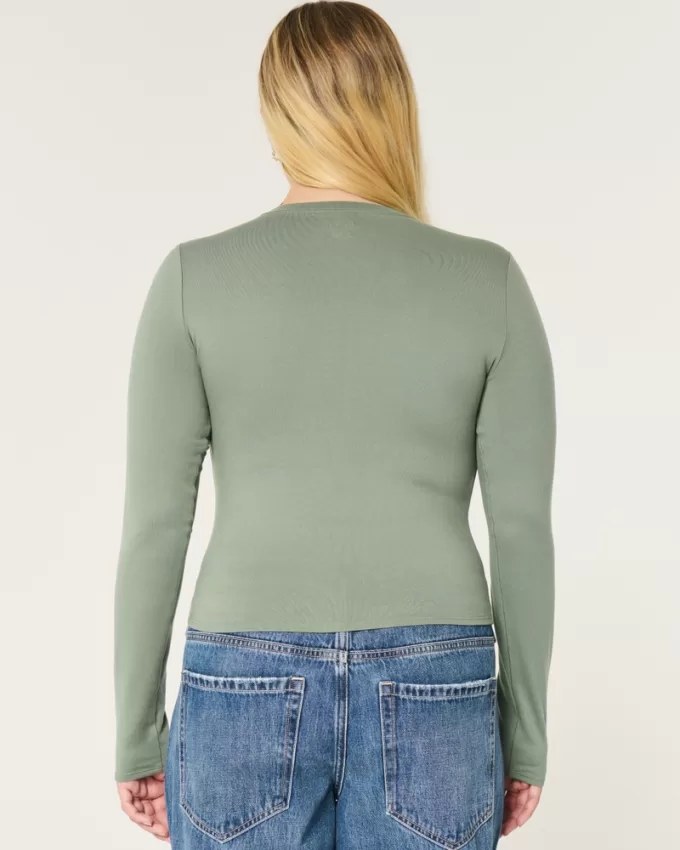 Soft Stretch Seamless Fabric Long-Sleeve Top,Soft Stretch Seamless Fabric Long-Sleeve Top